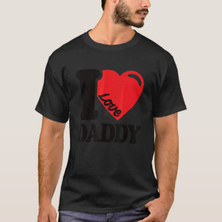 T-shirt J'aime mon père mignon Rétro J'aime mon père rouge