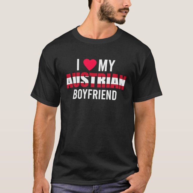 T-shirt J'aime mon petit ami autrichien Valentines Day (Devant)