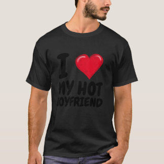 T-shirt J'Aime Mon Petit Ami Chaud I Red Heart BF Couple V