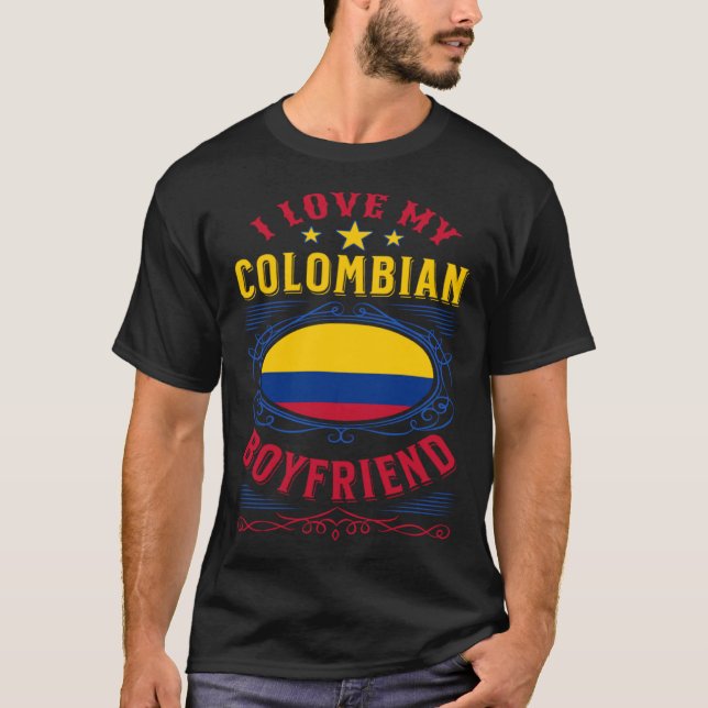 T-shirt J'aime mon petit ami colombien (Devant)