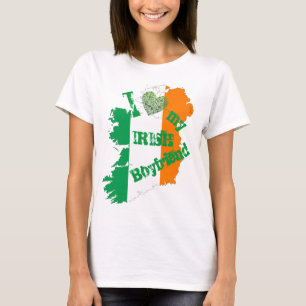 T-shirt J'aime mon petit ami irlandais Carte d'Irlande 