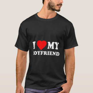 T-shirt J'Aime Mon Petit-Ami J'Aime Mon Petit-Ami Amusant