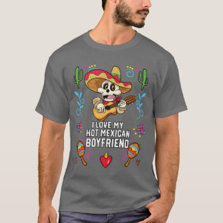 T-shirt J'aime mon petit ami mexicain chaud Fierté Meico a