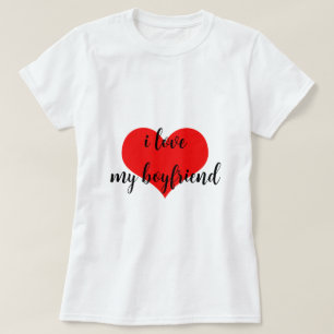 T-shirt J'aime mon petit ami mignon Romantique Red Heart t