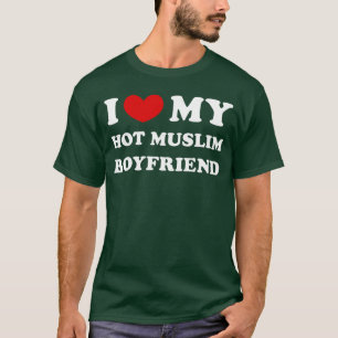 T-shirt J'aime mon petit ami musulman chaud Cœur Petit ami