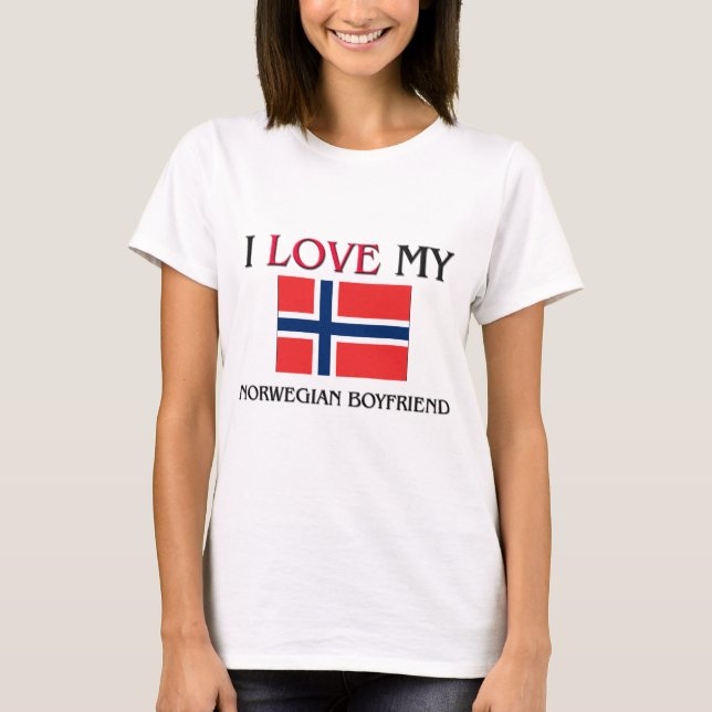 T-shirt J'aime mon petit ami norvégien (Devant)