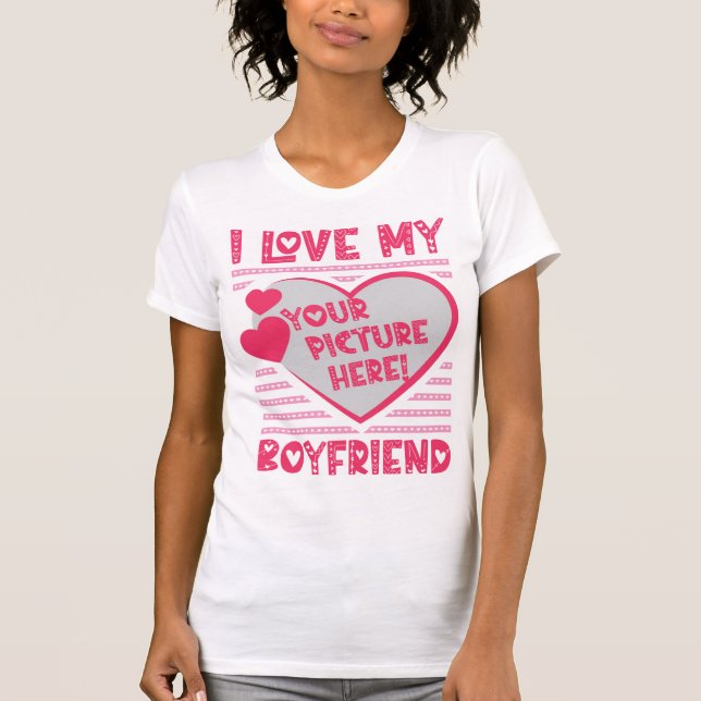 T-shirt J'Aime Mon Petit-Ami Personnaliser Votre Photo (Devant)