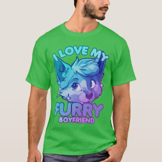 T-shirt J'aime mon petit ami poilu Anthropomorphisme Fursu