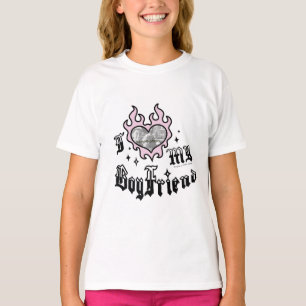 T-shirt J'aime mon petit ami - Rose - DingusDesign