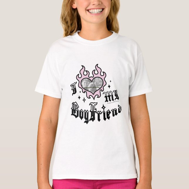 T-shirt J'aime mon petit ami - Rose - DingusDesign  (Devant)