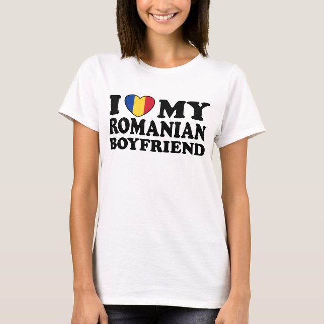 T-shirt J'aime mon petit ami roumain (Devant)