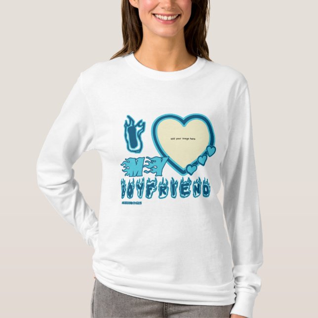 T-shirt J'Aime Mon Petit Amis Personnalisé Long Manche (Devant)