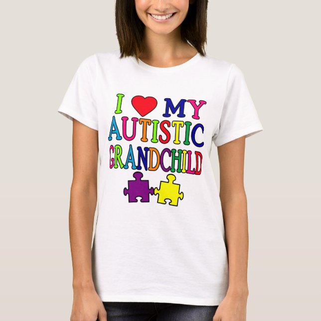 T-shirt J'aime mon petit-enfant autiste (Devant)
