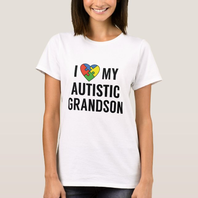 T-shirt J'aime mon petit-fils autiste (Devant)