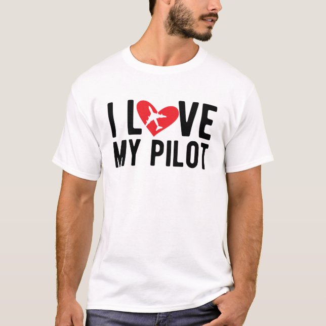 T-shirt J'aime mon pilote (Devant)