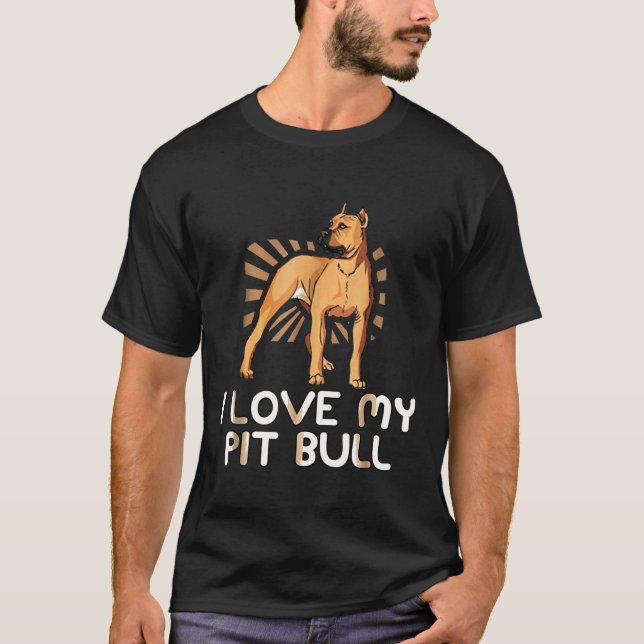 T-shirt J'aime mon Pit Bull Amateur de Pitbull (Devant)
