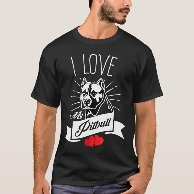 T-shirt J'Aime Mon Pit Bull Dog Pitbull (Devant)