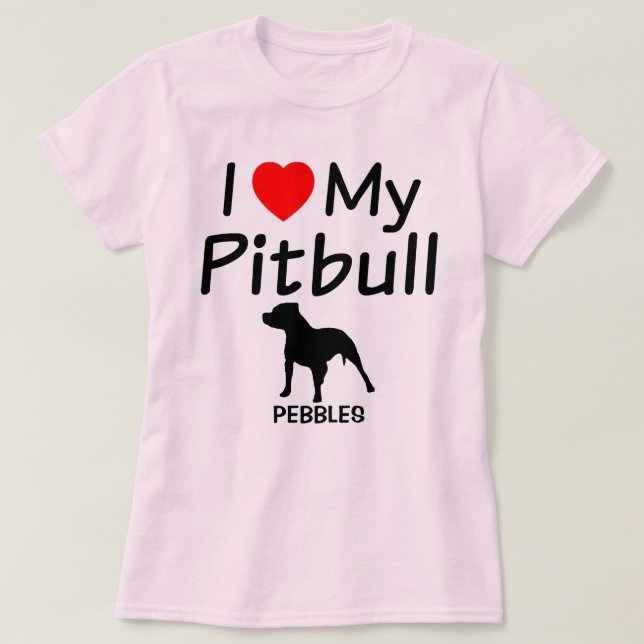T-shirt J'Aime Mon Pitbull Dog (Design devant)
