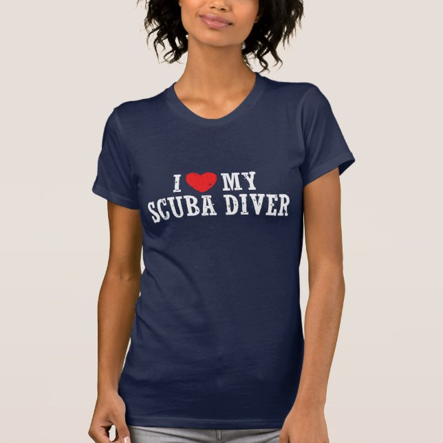 T-shirt J'Aime Mon Plongeur De Scuba (Devant)