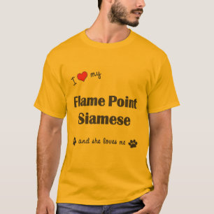 T-shirt J'aime mon point de flamme siamois (le chat