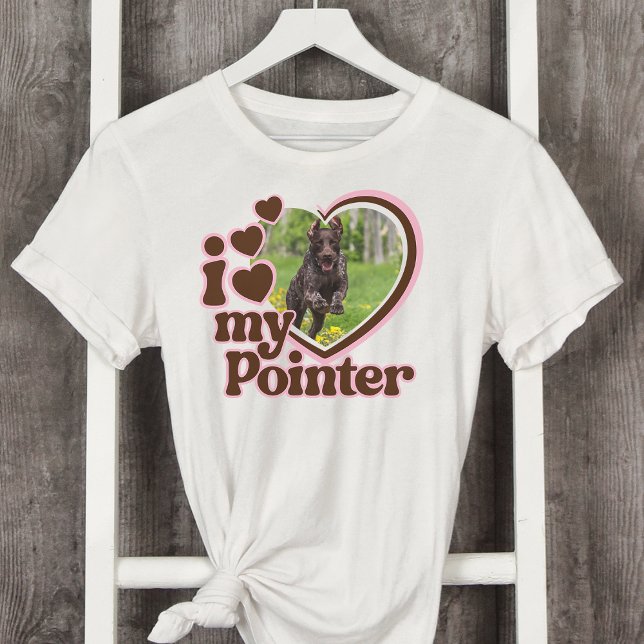 T-shirt J'aime mon pointre personnalisé Coeur rose Photo (Créateur téléchargé)