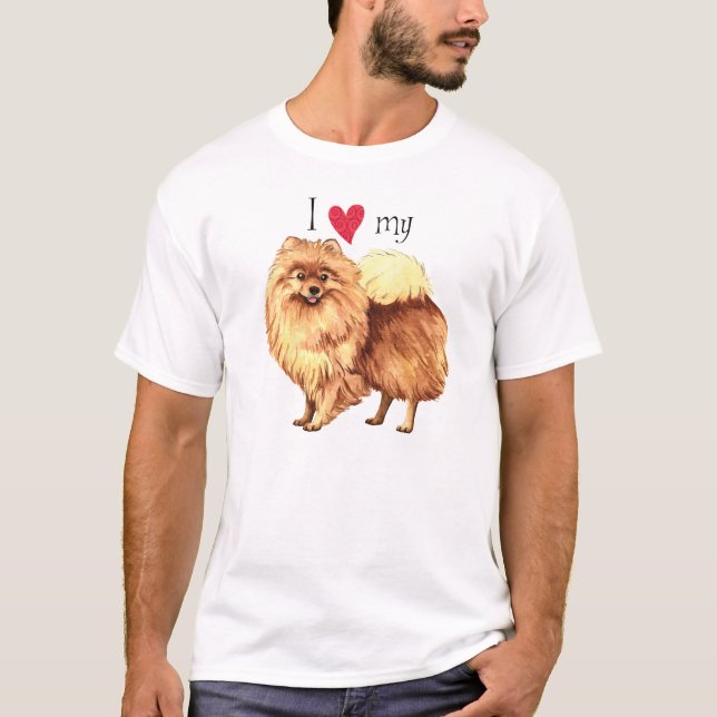 T-shirt J'aime mon Pomeranian (Devant)