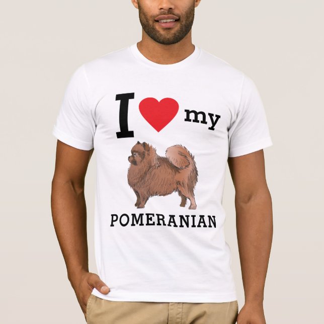 T-shirt J'Aime Mon Poméranien (Devant)
