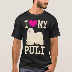 T-shirt J'Aime Mon Puli Cute Hongrois Puli Dreadlock Chien