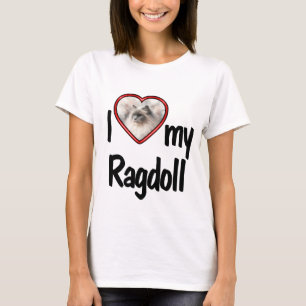 T-shirt J'aime mon Ragdoll - Photo de chat au cœur rouge m