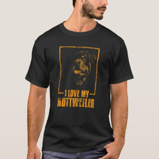T-shirt J'aime mon Rottweiler chien propriétaire Rottie