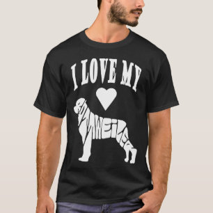 T-shirt J'Aime Mon Rottweiler Pour Chien Maman Et Papa Amo