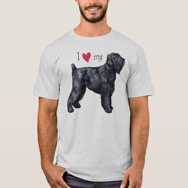 T-shirt J'aime mon russe noir Terrier (Devant)