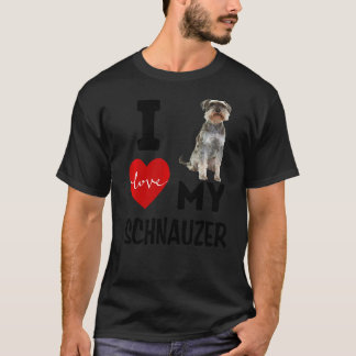 T-shirt J'Aime Mon Schnauzer Chien Animal Animaux Animaux