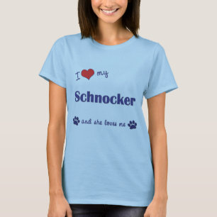 T-shirt J'aime mon Schnocker (le chien femelle)