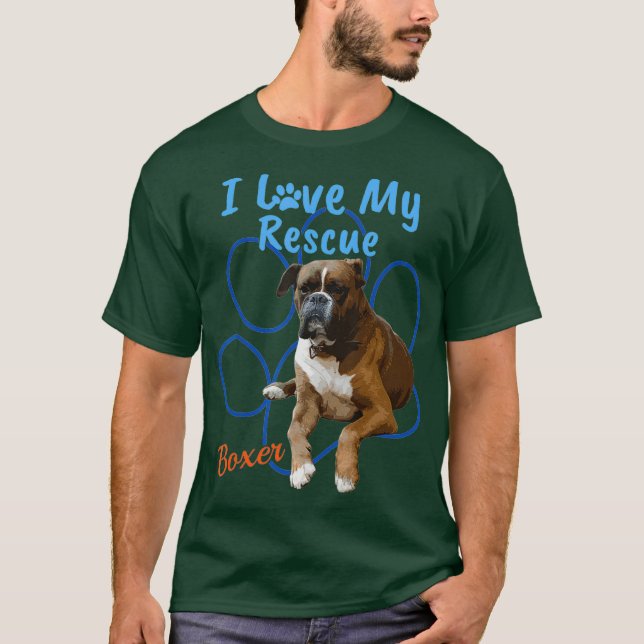T-shirt J'aime mon Secourt Boxer Cool adopté chien (Devant)
