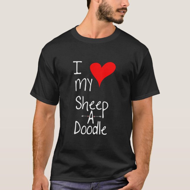 T-shirt J'aime mon Sheepadoodle mignon chien propriétaire  (Devant)