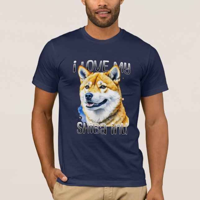 T-shirt J'Aime Mon Shiba Inu | Propriétaire de chien (Devant)