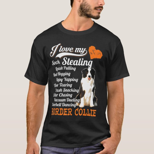 T-shirt J'Aime Mon Sock Voler-Leash Tirer La Frontière Col (Devant)