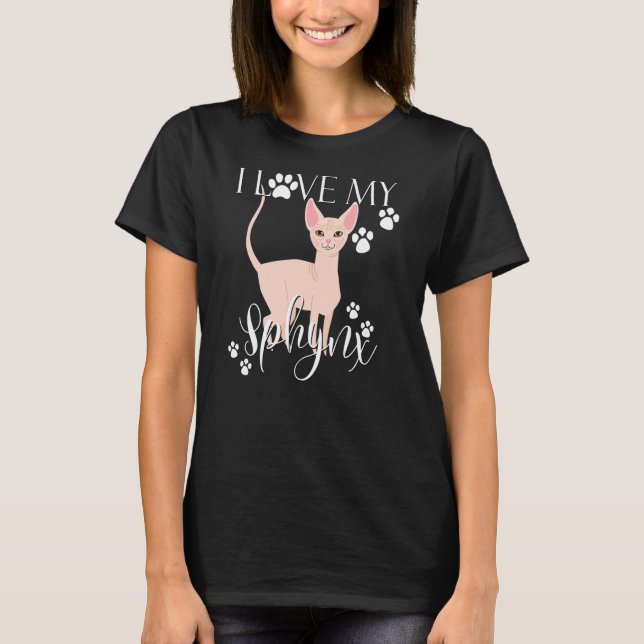 T-shirt J'Aime Mon Sphynx Ca Chats Dame Maman Kitty Kitten (Devant)