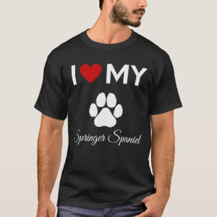 T-shirt J'aime mon Springer Spaniel chien texte personnali