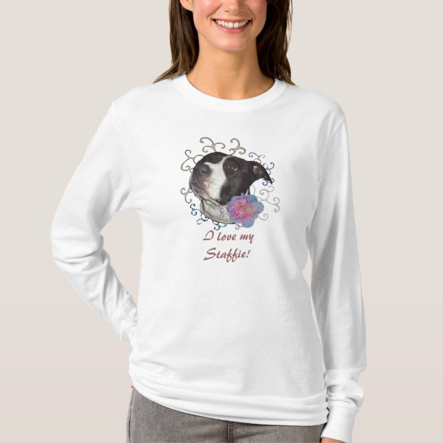 T-shirt J'aime mon Staffie ! (Devant)