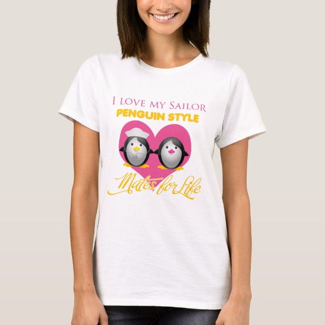 T-shirt J'aime mon style de pingouin de marin (Devant)