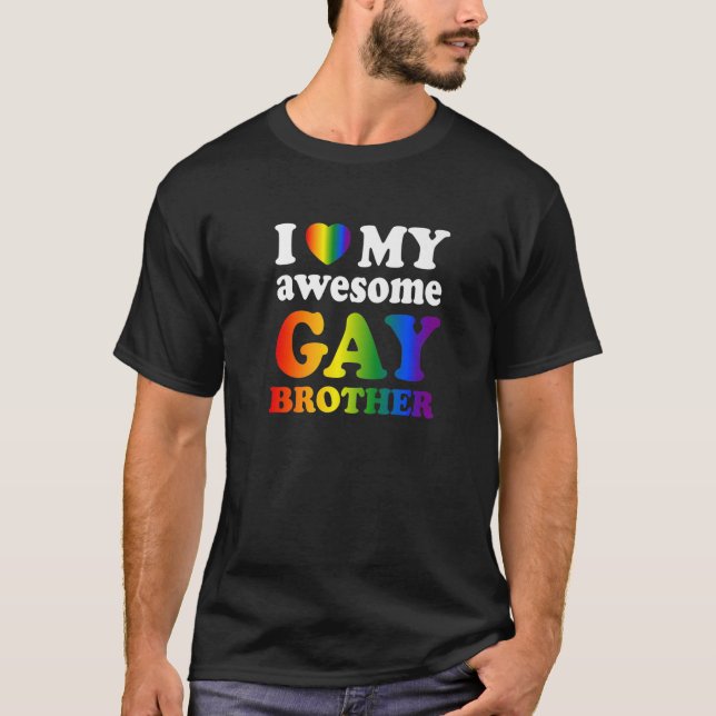 T-shirt J'Aime Mon Super Frère Gay (Devant)