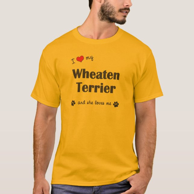 T-shirt J'aime mon Terrier blond comme les blés (le chien (Devant)