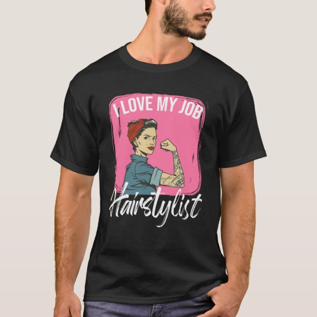 T-shirt J'aime Mon Travail De Coiffeur Ciseaux Coiffure Co (Devant)