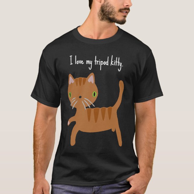 T-shirt J'aime mon Tripod Kitty trois pattes de chatte fie (Devant)