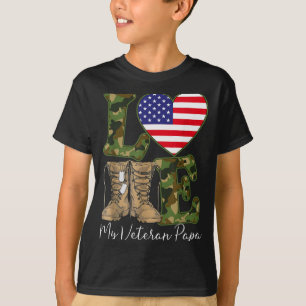 T-shirt J'aime mon vétéran Papa fier grand-père militaire