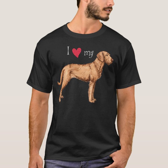 T-shirt J'aime mon Vizsla à poils durs (Devant)