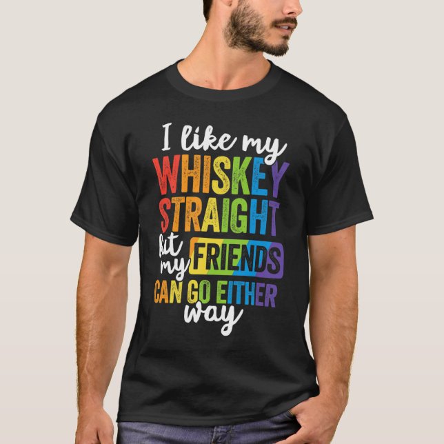 T-shirt J'Aime Mon Whiskey Droit LGBT Pride Gay Lesbian (Devant)