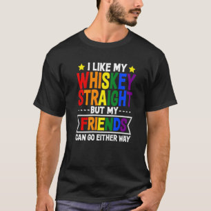 T-shirt J'Aime Mon Whiskey Droit Rainbow Lgbt Pride Gay